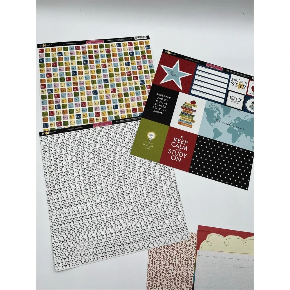 12x12 School Scrapbook Paper Lot Pink Paislee Bella Blvd Simple Stories